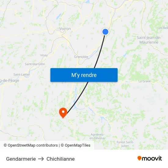 Gendarmerie to Chichilianne map