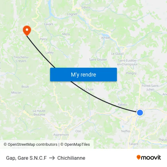 Gap, Gare S.N.C.F to Chichilianne map