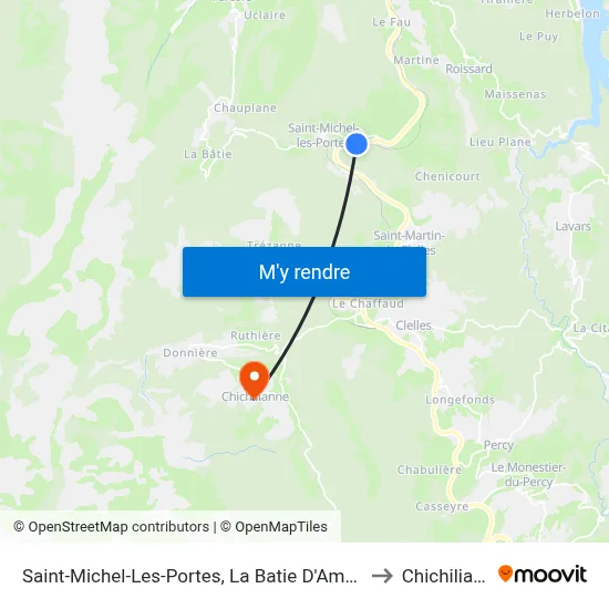 Saint-Michel-Les-Portes, La Batie D'Ambel-Rn75 to Chichilianne map