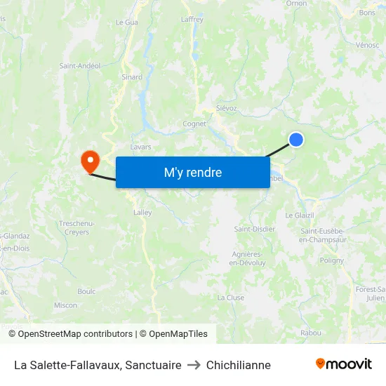 La Salette-Fallavaux, Sanctuaire to Chichilianne map