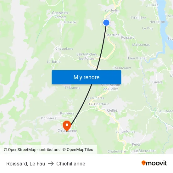 Roissard, Le Fau to Chichilianne map