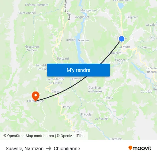 Susville, Nantizon to Chichilianne map