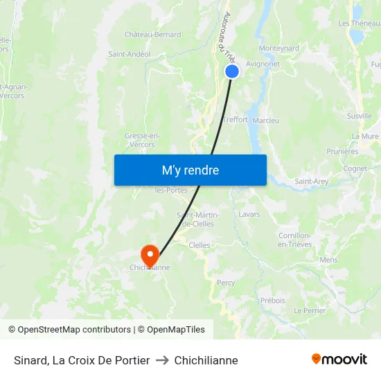 Sinard, La Croix De Portier to Chichilianne map