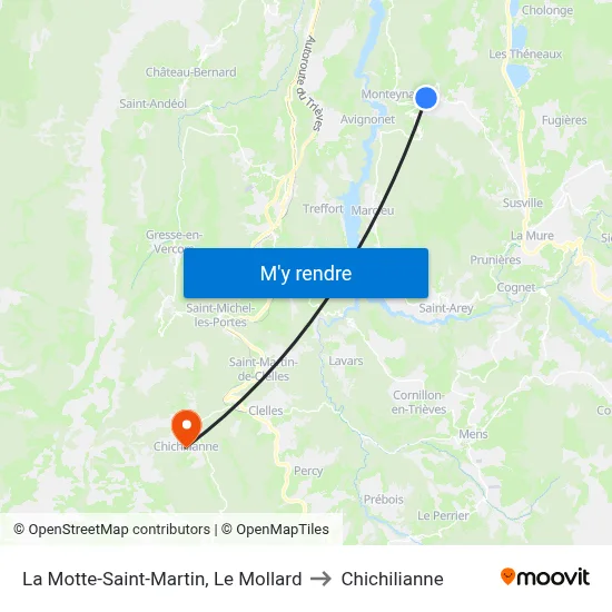 La Motte-Saint-Martin, Le Mollard to Chichilianne map