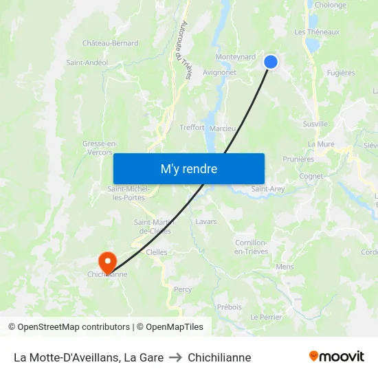 La Motte-D'Aveillans, La Gare to Chichilianne map