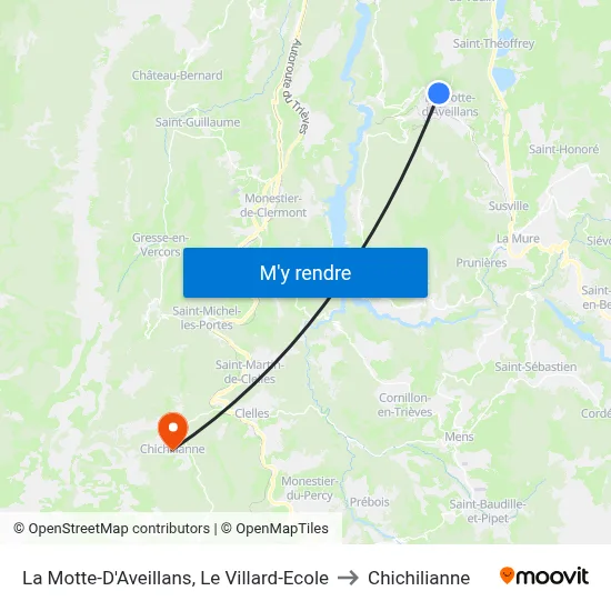 La Motte-D'Aveillans, Le Villard-Ecole to Chichilianne map