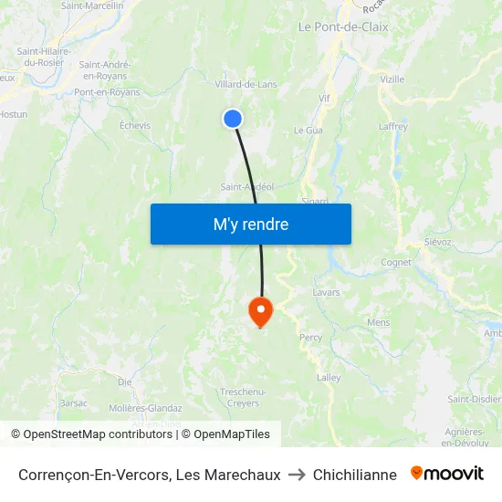 Corrençon-En-Vercors, Les Marechaux to Chichilianne map