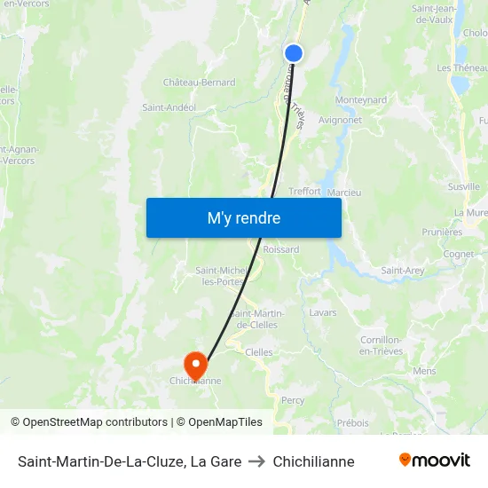 Saint-Martin-De-La-Cluze, La Gare to Chichilianne map