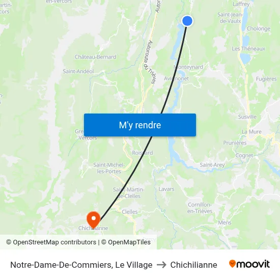 Notre-Dame-De-Commiers, Le Village to Chichilianne map