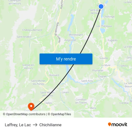 Laffrey, Le Lac to Chichilianne map