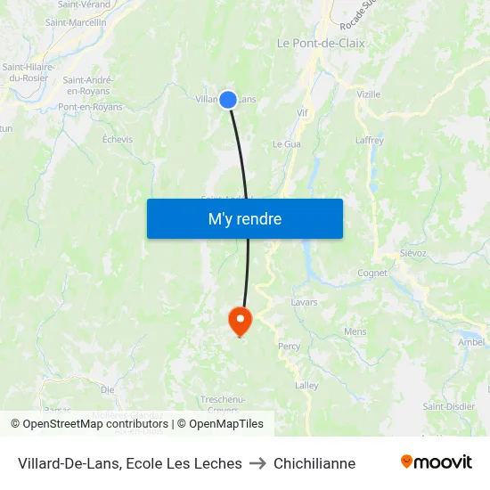 Villard-De-Lans, Ecole Les Leches to Chichilianne map