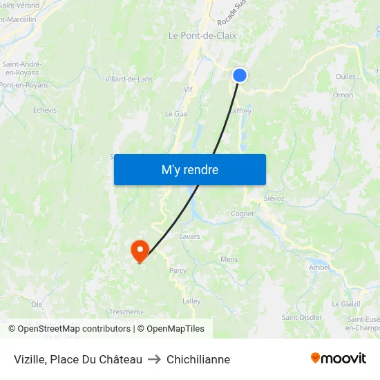 Vizille, Place Du Château to Chichilianne map