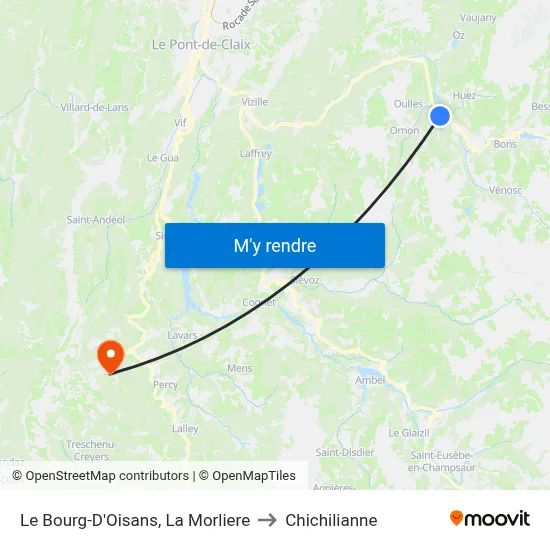 Le Bourg-D'Oisans, La Morliere to Chichilianne map