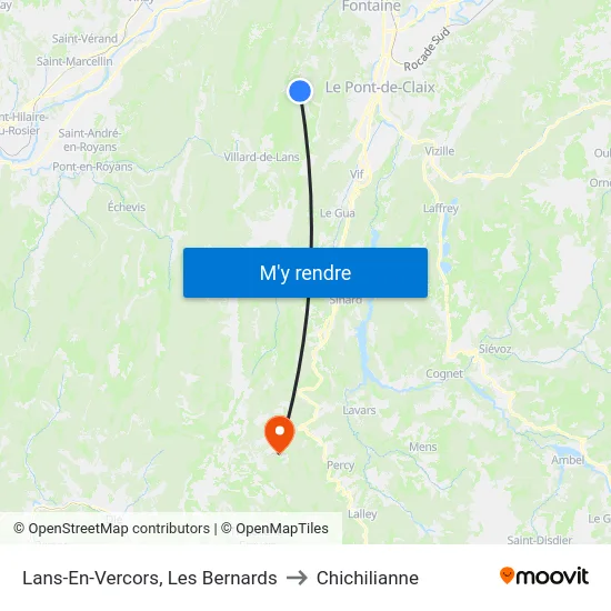 Lans-En-Vercors, Les Bernards to Chichilianne map