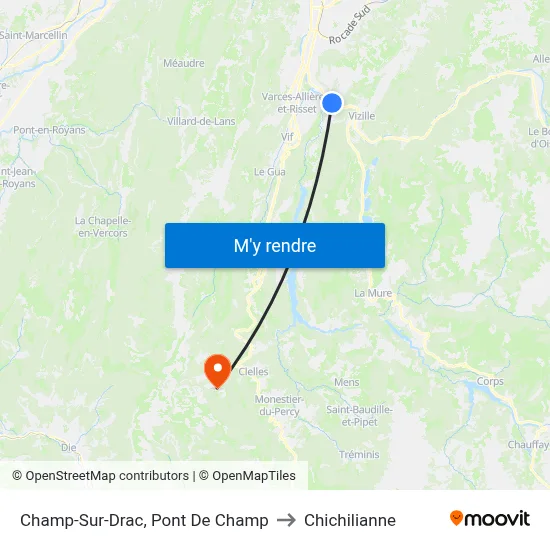 Champ-Sur-Drac, Pont De Champ to Chichilianne map