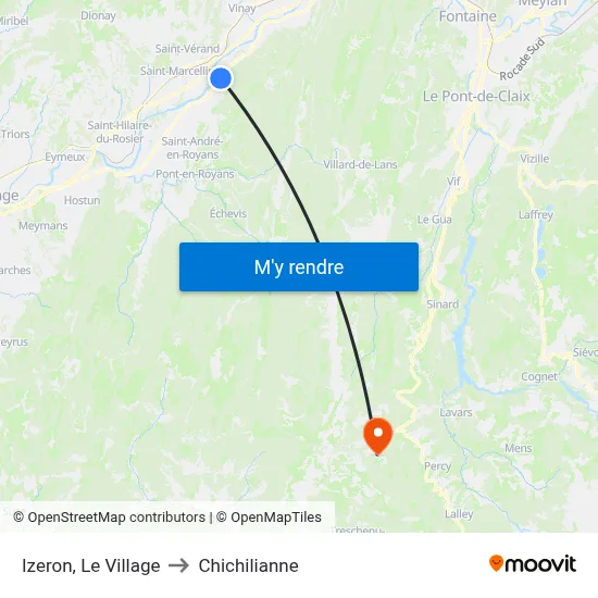 Izeron, Le Village to Chichilianne map