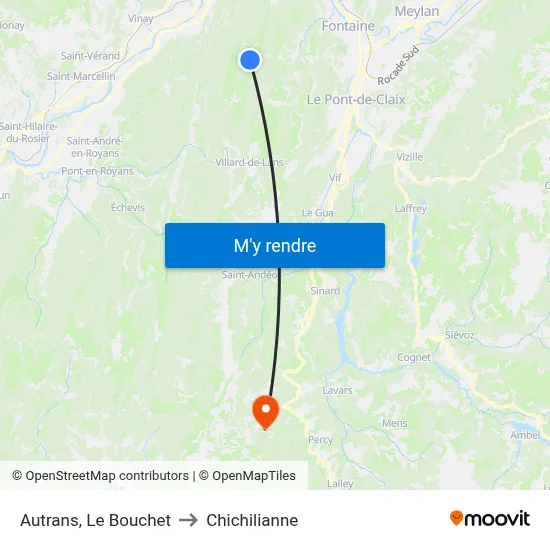 Autrans, Le Bouchet to Chichilianne map