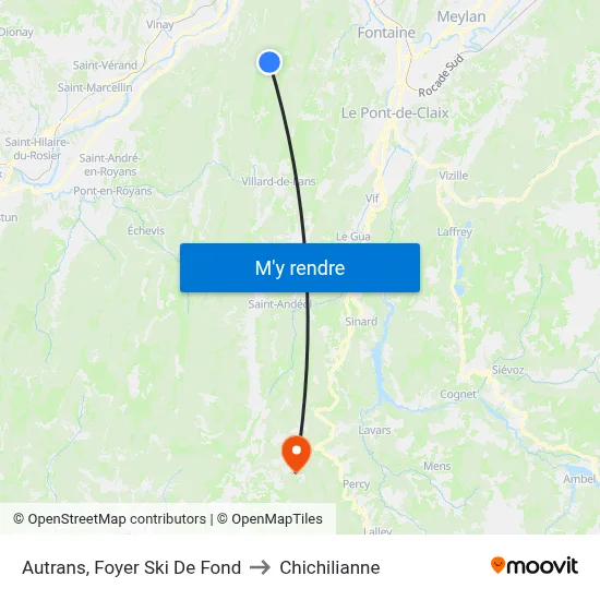 Autrans, Foyer Ski De Fond to Chichilianne map