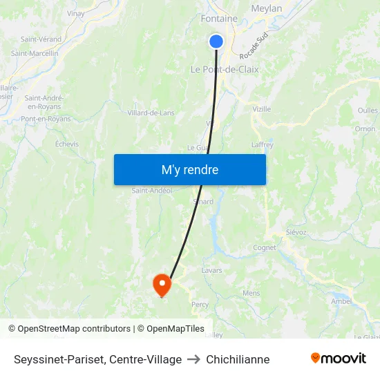 Seyssinet-Pariset, Centre-Village to Chichilianne map