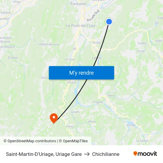 Saint-Martin-D'Uriage, Uriage Gare to Chichilianne map
