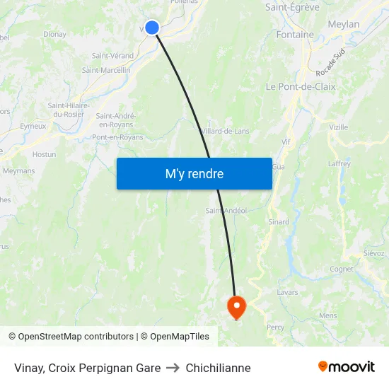 Vinay, Croix Perpignan Gare to Chichilianne map