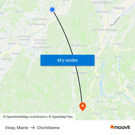 Vinay, Mairie to Chichilianne map
