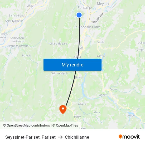 Seyssinet-Pariset, Pariset to Chichilianne map