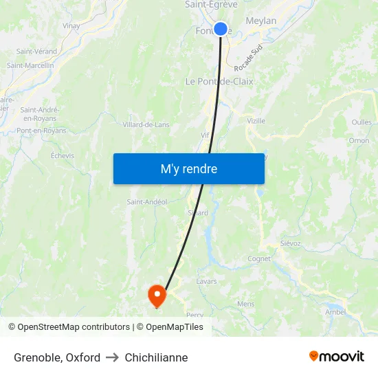 Grenoble, Oxford to Chichilianne map