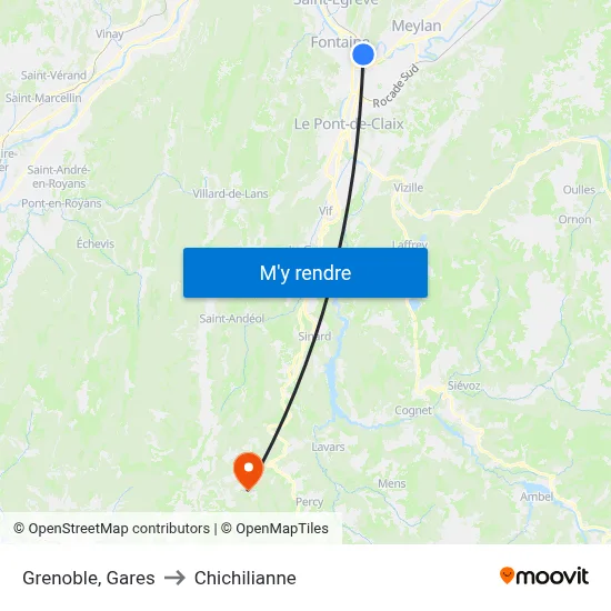 Grenoble, Gares to Chichilianne map