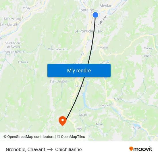 Grenoble, Chavant to Chichilianne map