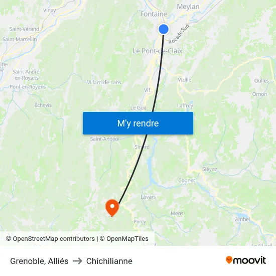 Grenoble, Alliés to Chichilianne map