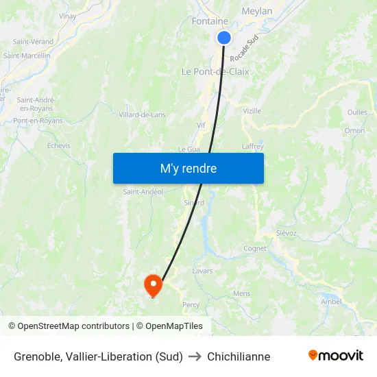 Grenoble, Vallier-Liberation (Sud) to Chichilianne map