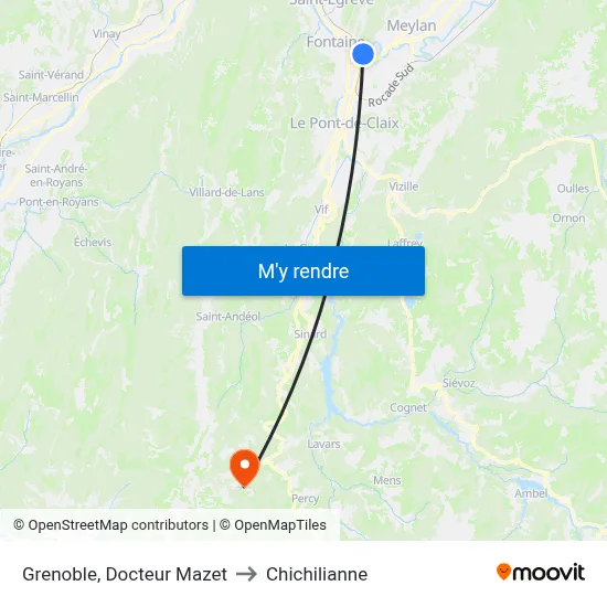 Grenoble, Docteur Mazet to Chichilianne map