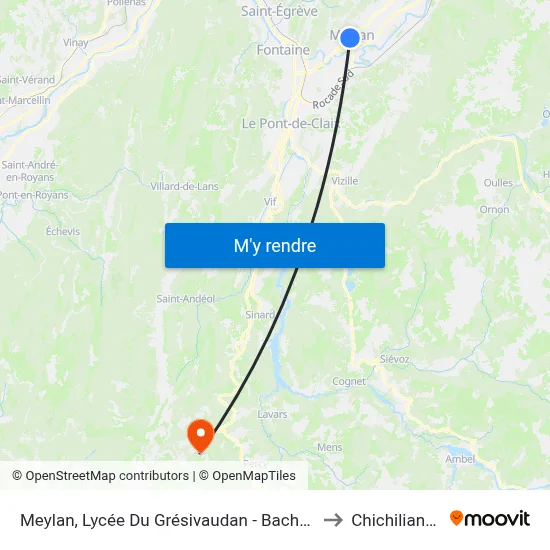 Meylan, Lycée Du Grésivaudan - Bachais to Chichilianne map