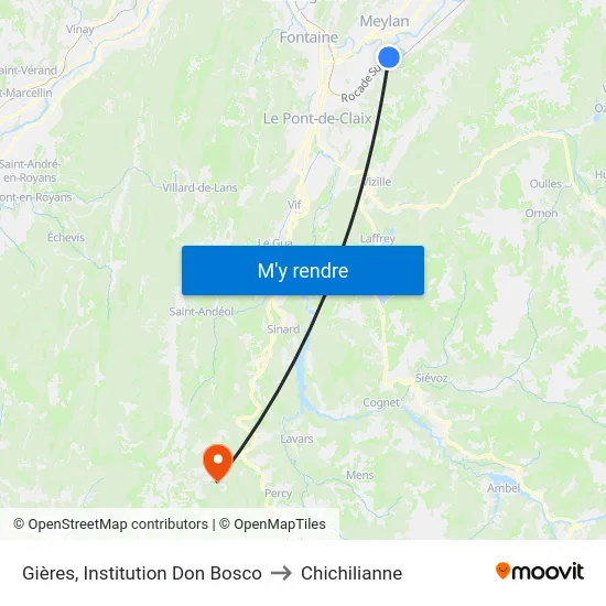 Gières, Institution Don Bosco to Chichilianne map