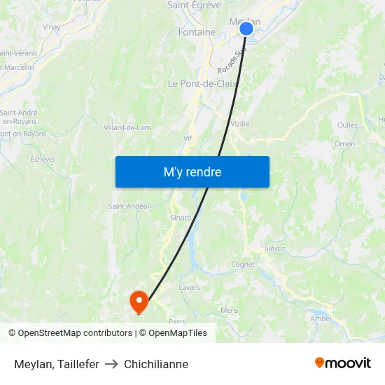 Meylan, Taillefer to Chichilianne map