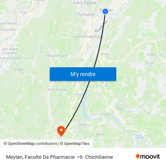 Meylan, Faculté De Pharmacie to Chichilianne map