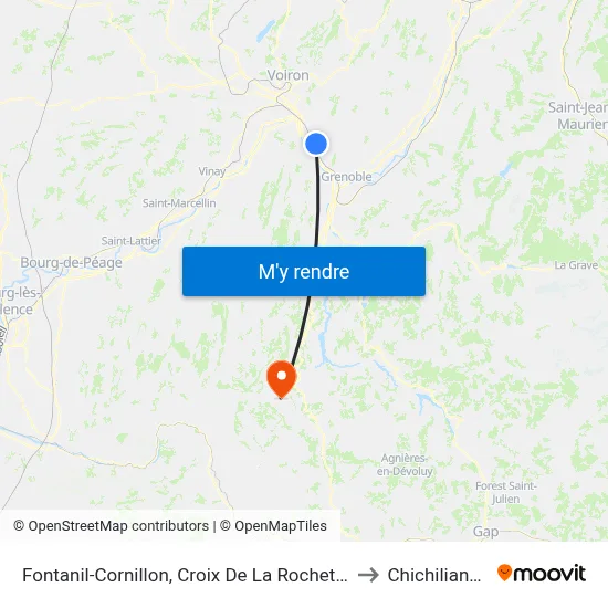 Fontanil-Cornillon, Croix De La Rochette to Chichilianne map