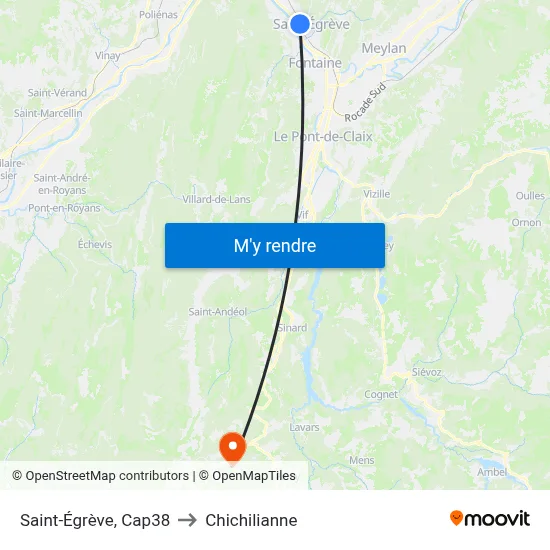 Saint-Égrève, Cap38 to Chichilianne map