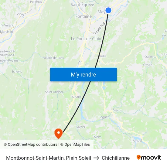 Montbonnot-Saint-Martin, Plein Soleil to Chichilianne map
