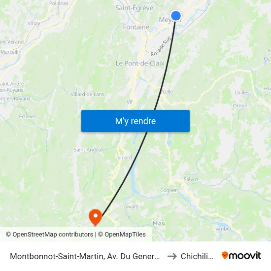 Montbonnot-Saint-Martin, Av. Du General De Gaulle to Chichilianne map