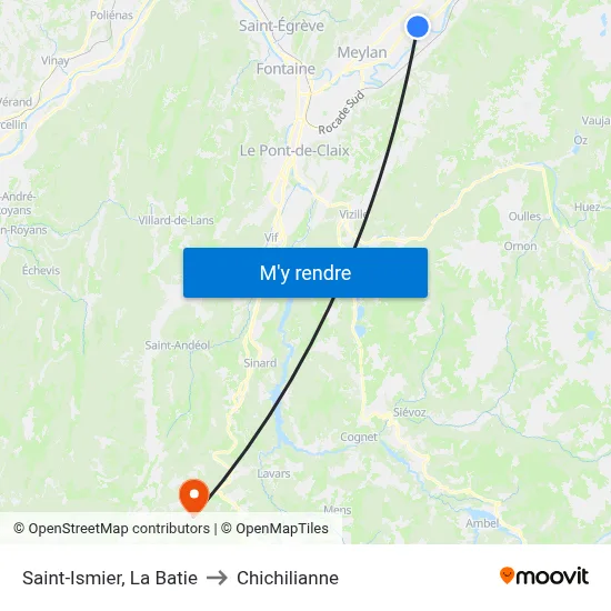 Saint-Ismier, La Batie to Chichilianne map