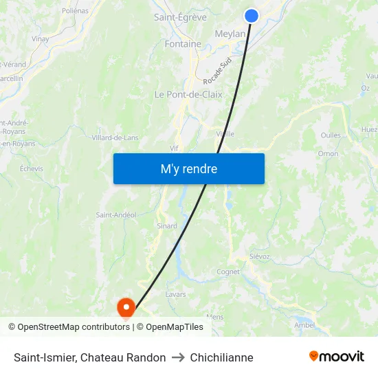 Saint-Ismier, Chateau Randon to Chichilianne map