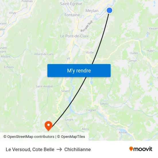 Le Versoud, Cote Belle to Chichilianne map