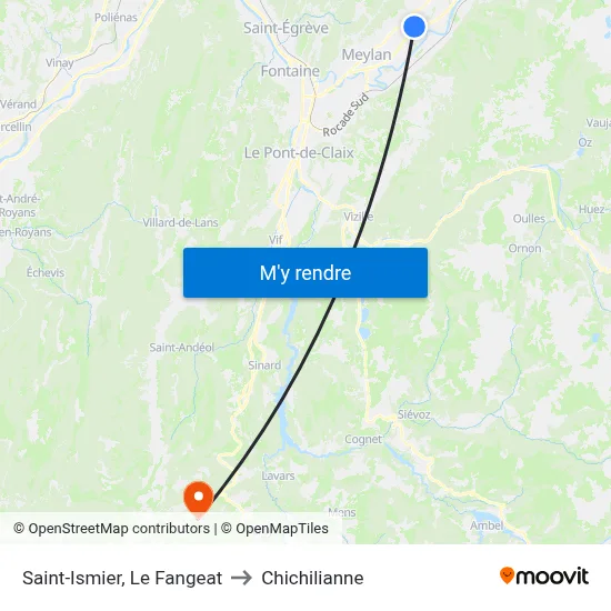 Saint-Ismier, Le Fangeat to Chichilianne map