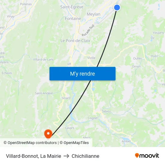 Villard-Bonnot, La Mairie to Chichilianne map