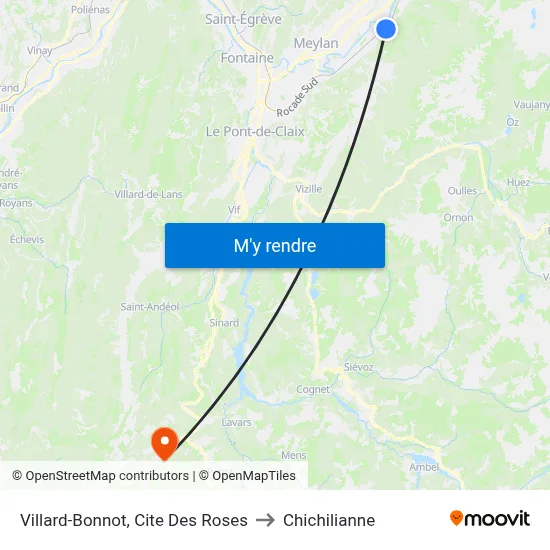 Villard-Bonnot, Cite Des Roses to Chichilianne map