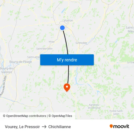 Vourey, Le Pressoir to Chichilianne map