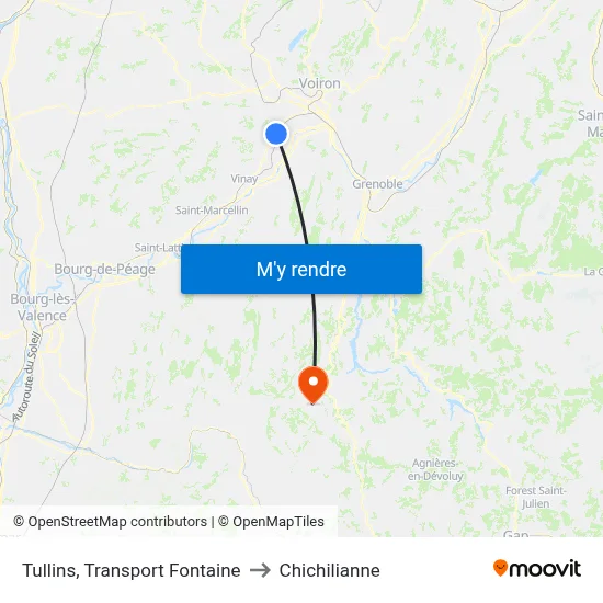 Tullins, Transport Fontaine to Chichilianne map