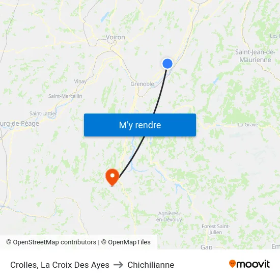 Crolles, La Croix Des Ayes to Chichilianne map